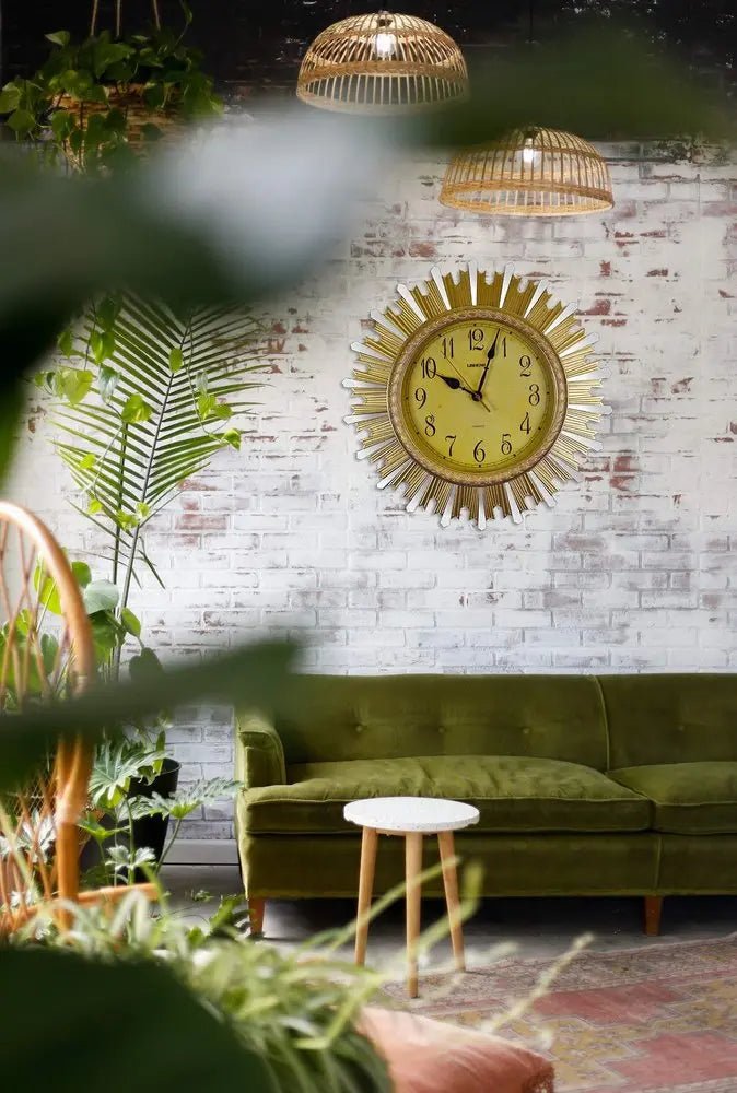 18" Gold And Silver Resin Silent Analog Sunburst Wall Clock HomeRoots