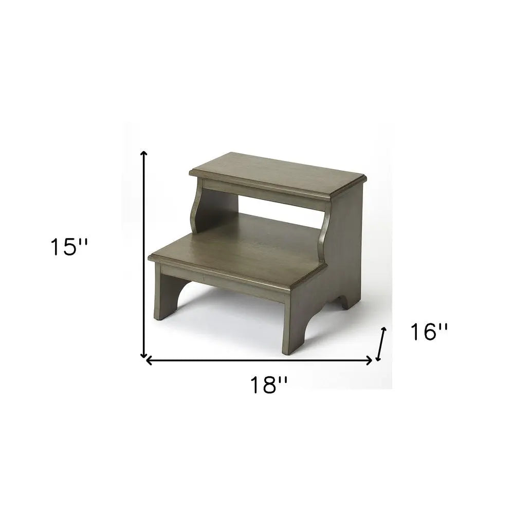 18" Handcrafted Silver Satin Step Stool - NOVA HOME FURNITURE