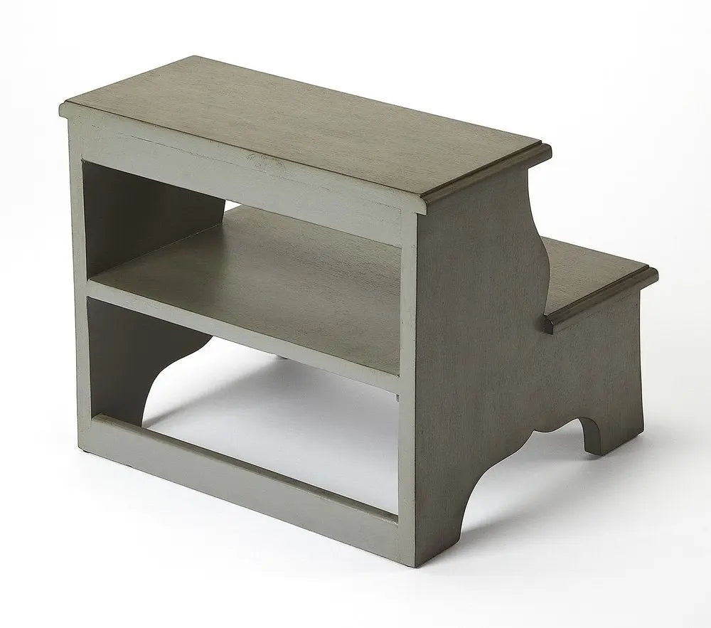 18" Handcrafted Silver Satin Step Stool - NOVA HOME FURNITURE