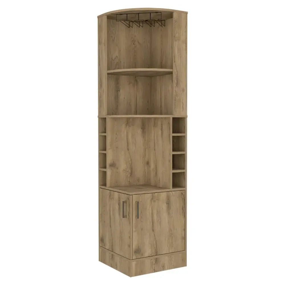 18" Natural Corner Bar Cabinet With Eleven Shelves HomeRoots