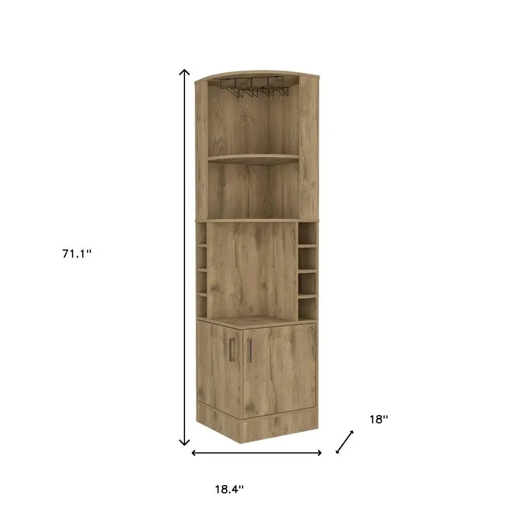 18" Natural Corner Bar Cabinet With Eleven Shelves HomeRoots