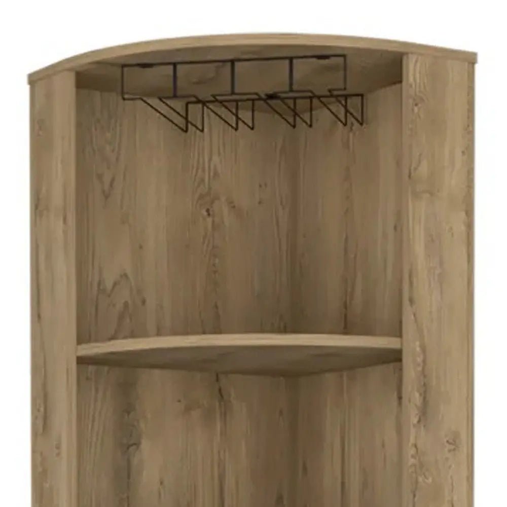 18" Natural Corner Bar Cabinet With Eleven Shelves HomeRoots