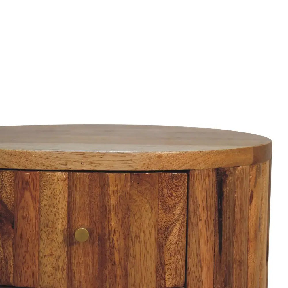 18" Natural Solid Wood Oval Two Drawer Nightstand - NOBLE HOME INTERIORS
