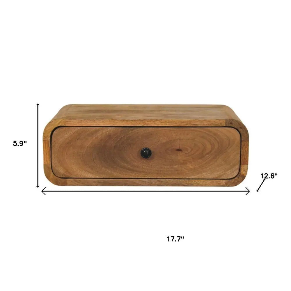 18" Oak Solid Wood Oval One Drawer Floating Nightstand - NOBLE HOME INTERIORS