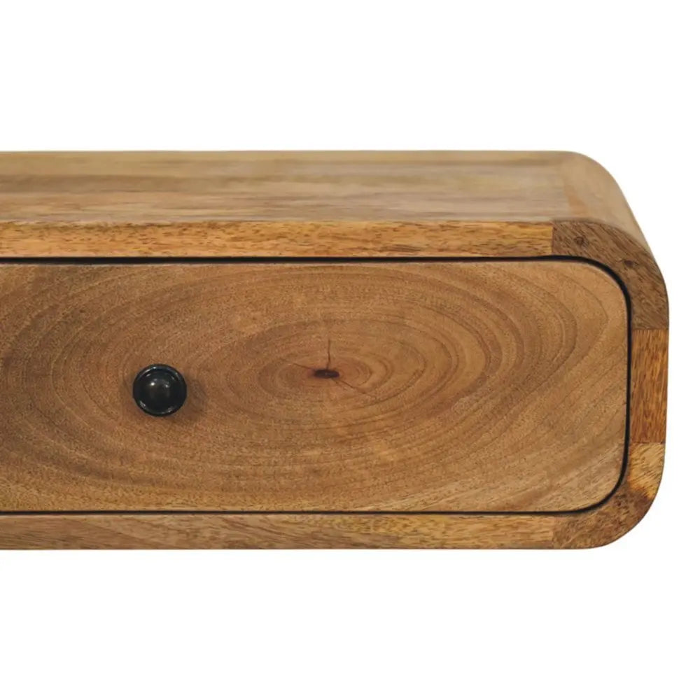 18" Oak Solid Wood Oval One Drawer Floating Nightstand - NOBLE HOME INTERIORS