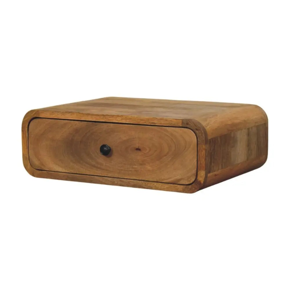 18" Oak Solid Wood Oval One Drawer Floating Nightstand - NOBLE HOME INTERIORS