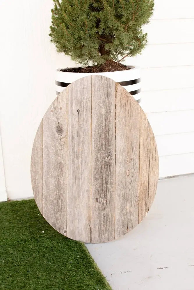 18" Rustic Farmhouse Gray Wooden Large Egg - NOBLE HOME INTERIORS