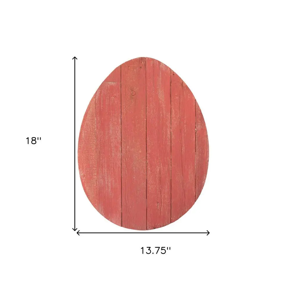 18" Rustic Farmhouse Red Wooden Large Egg - NOBLE HOME INTERIORS