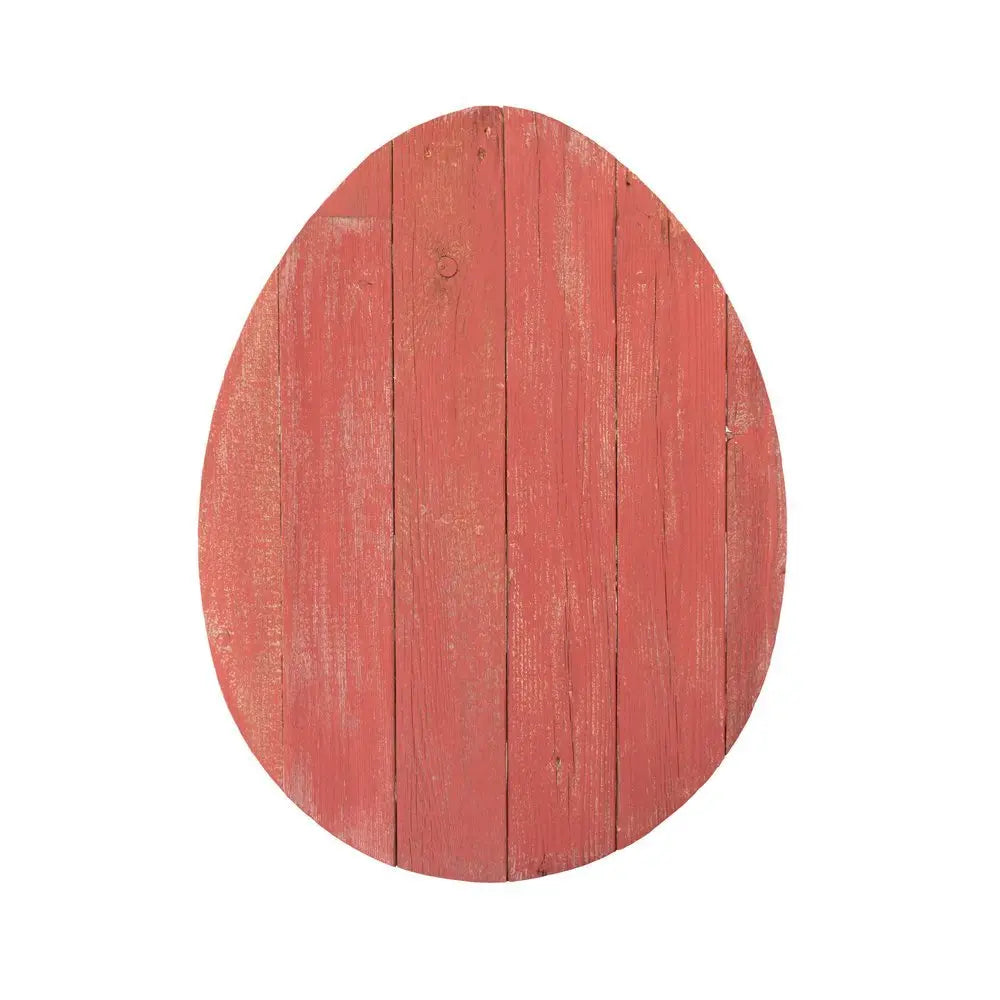 18" Rustic Farmhouse Red Wooden Large Egg - NOBLE HOME INTERIORS