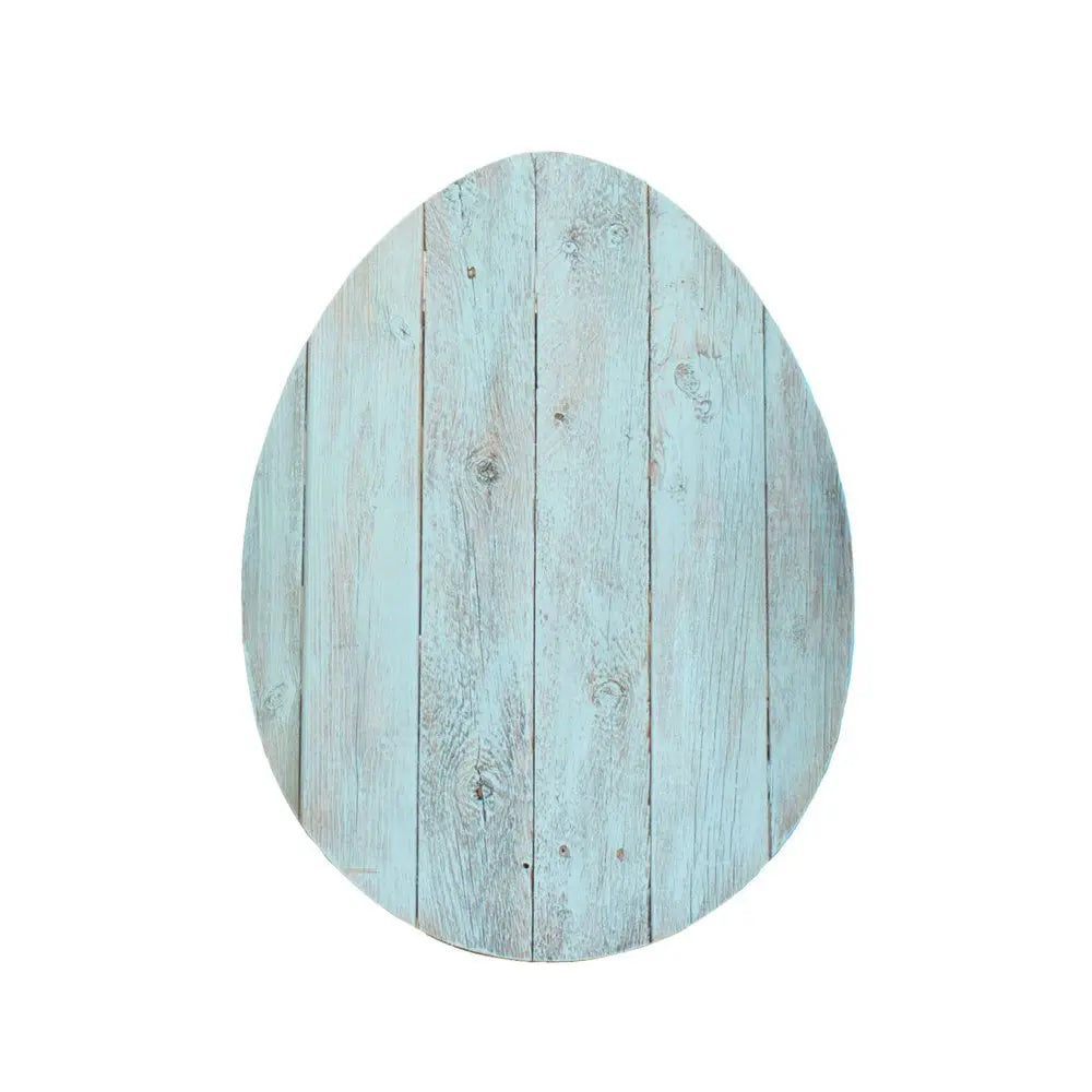 18" Rustic Farmhouse Turquoise Wooden Large Egg - NOBLE HOME INTERIORS