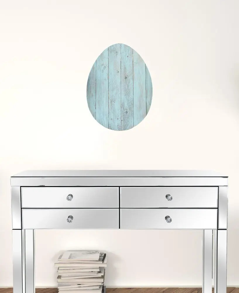 18" Rustic Farmhouse Turquoise Wooden Large Egg - NOBLE HOME INTERIORS