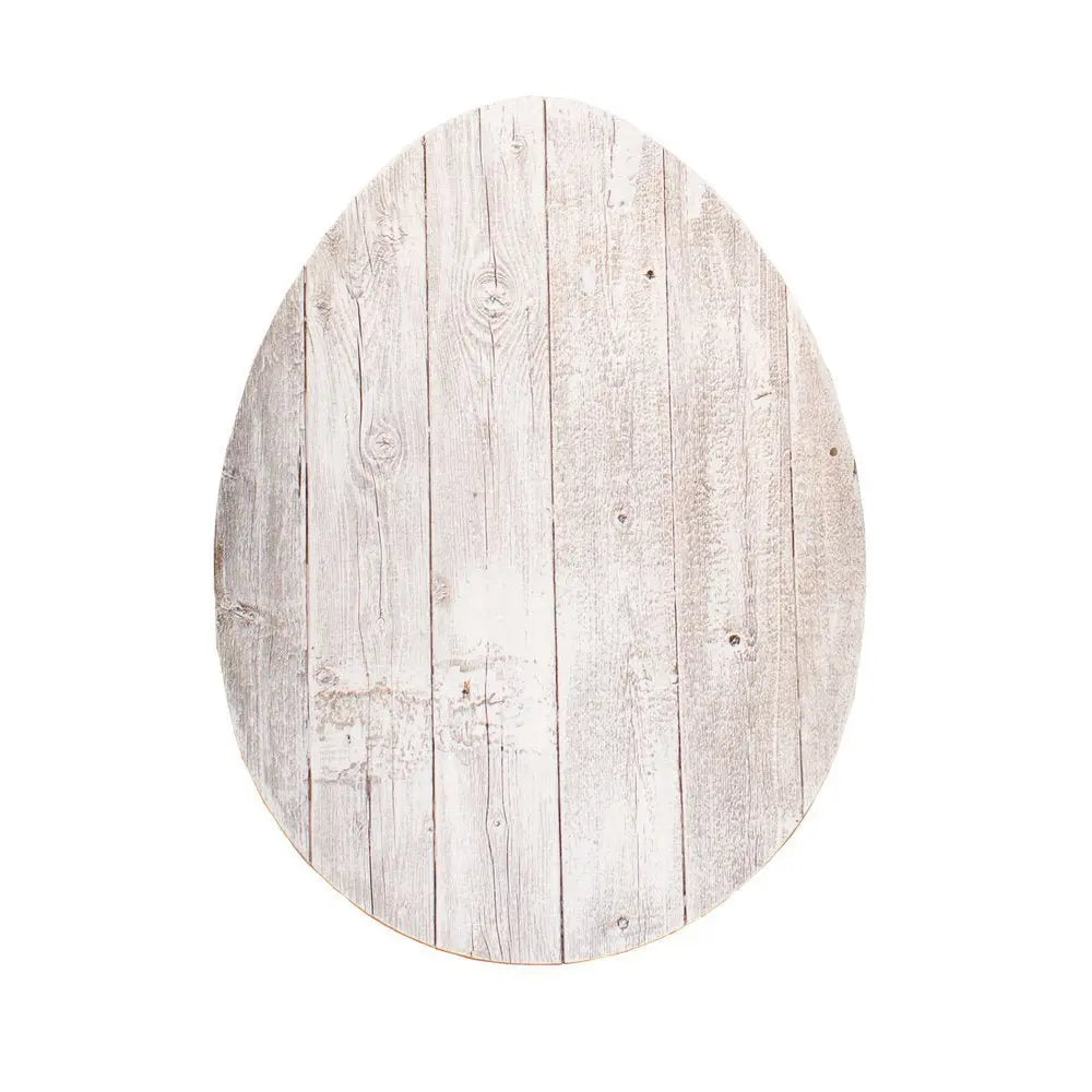 18" Rustic Farmhouse White Wash Wood Large Egg - NOBLE HOME INTERIORS