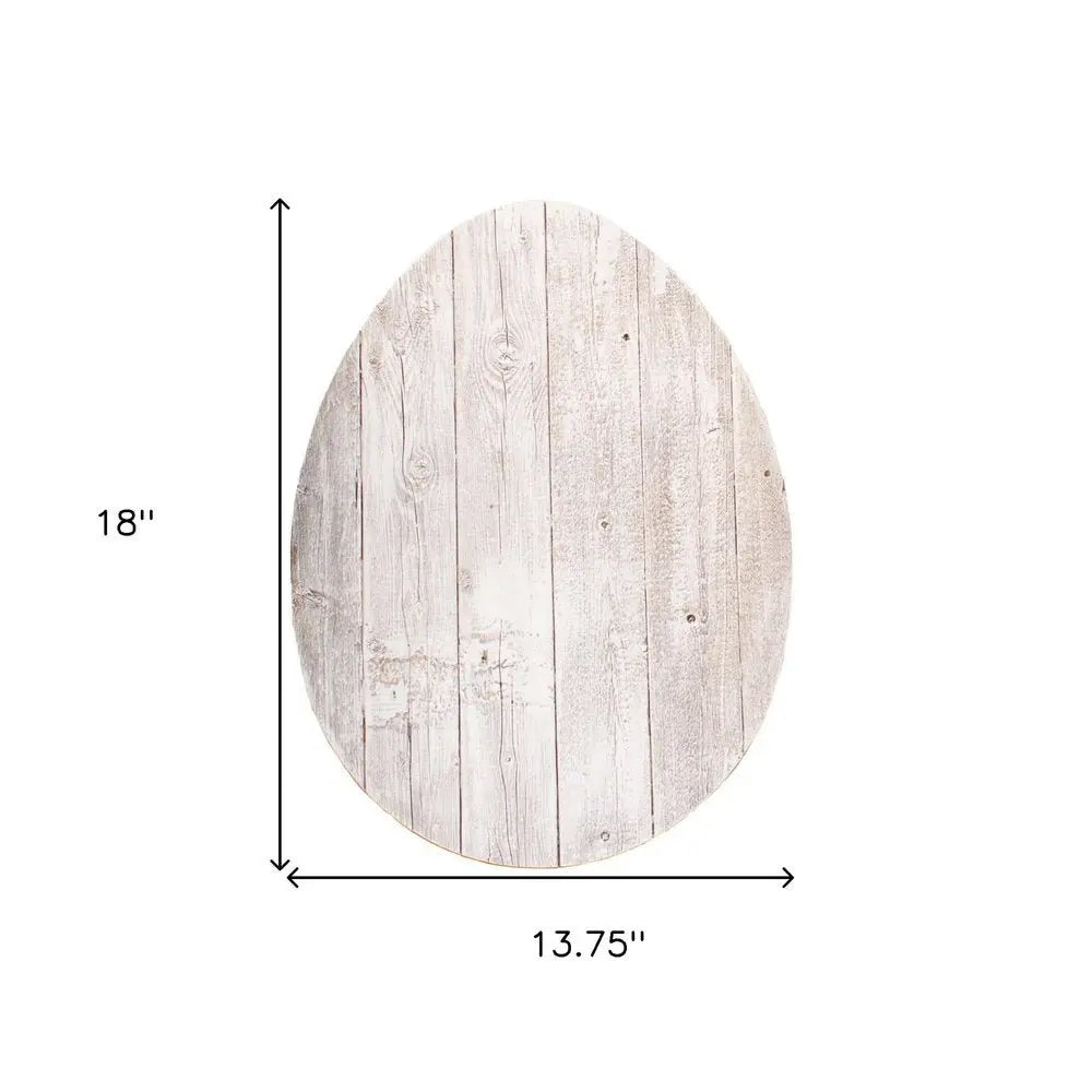 18" Rustic Farmhouse White Wash Wood Large Egg - NOBLE HOME INTERIORS