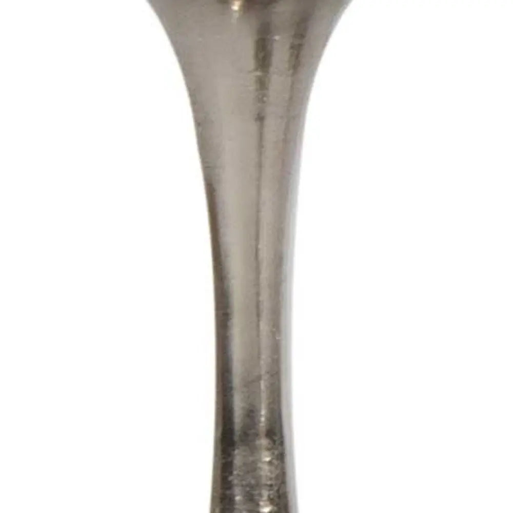 18" Silver Distressed Geometric Metal Tabletop Candle Holder - NOBLE HOME INTERIORS