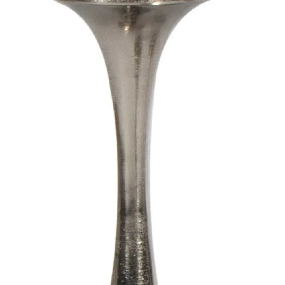 18" Silver Distressed Geometric Metal Tabletop Candle Holder - NOBLE HOME INTERIORS