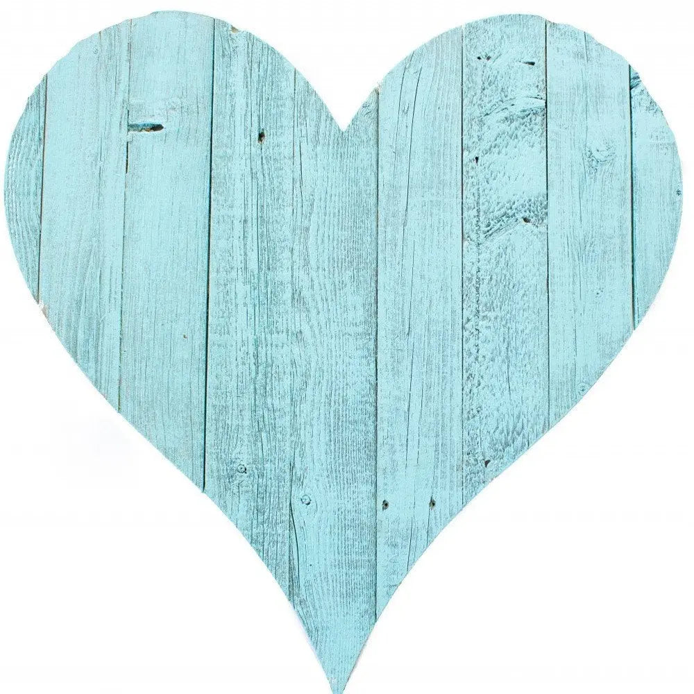 18" Turquoise Reclaimed Wood Heart Wall Decor - NOBLE HOME INTERIORS
