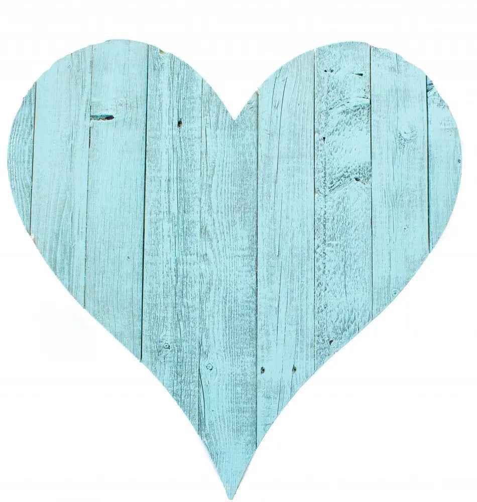 18" Turquoise Reclaimed Wood Heart Wall Decor - NOBLE HOME INTERIORS