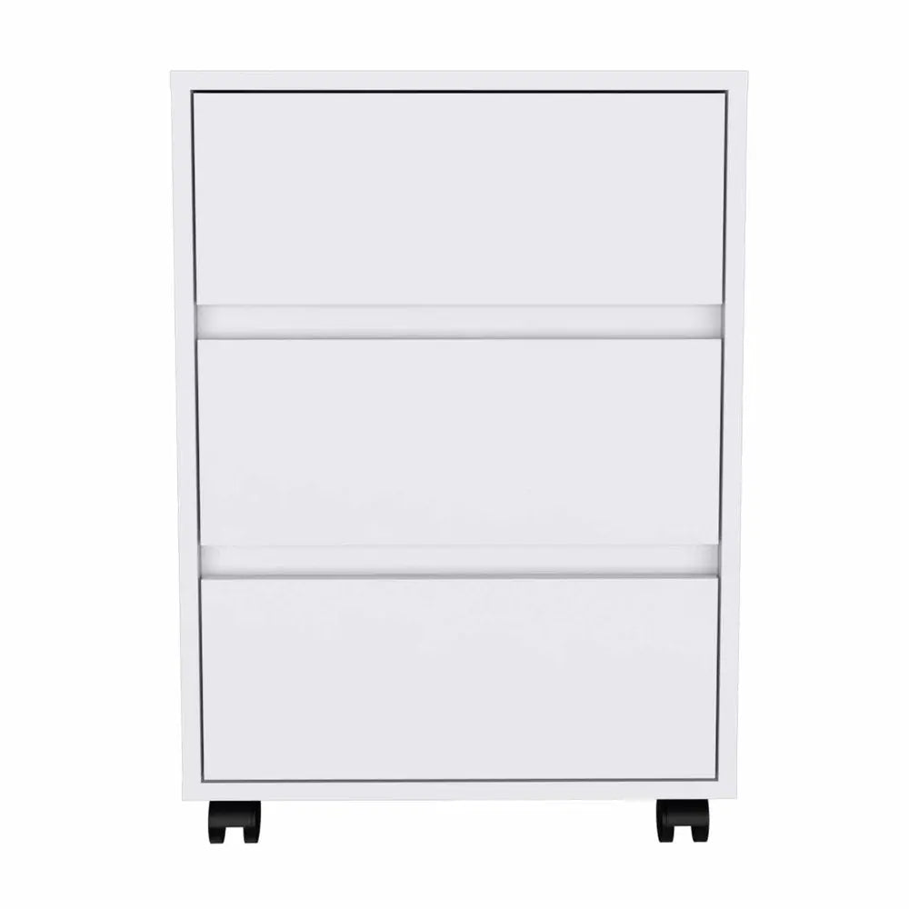 18" White Wood Accent Cabinet With Three Drawers HomeRoots