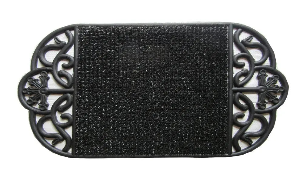 18" X 29" Black Rubber Outdoor Oval Door Mat - NOBLE HOME INTERIORS