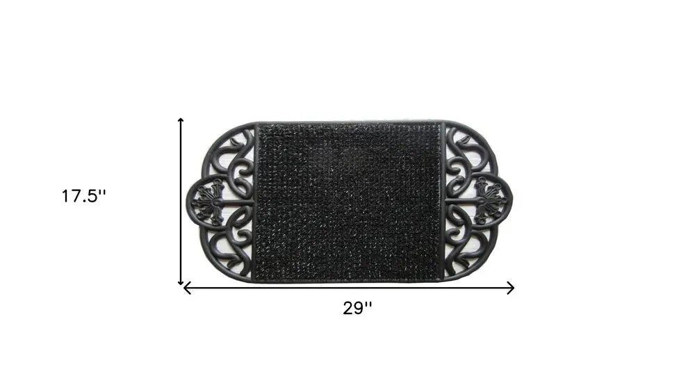 18" X 29" Black Rubber Outdoor Oval Door Mat - NOBLE HOME INTERIORS