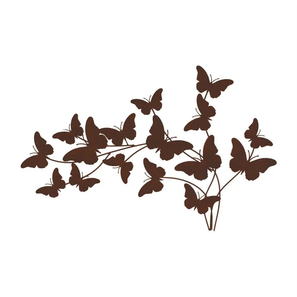 18" X 29" Brown Metal Butterflies Hanging Dimensional Sculpture - NOBLE HOME INTERIORS