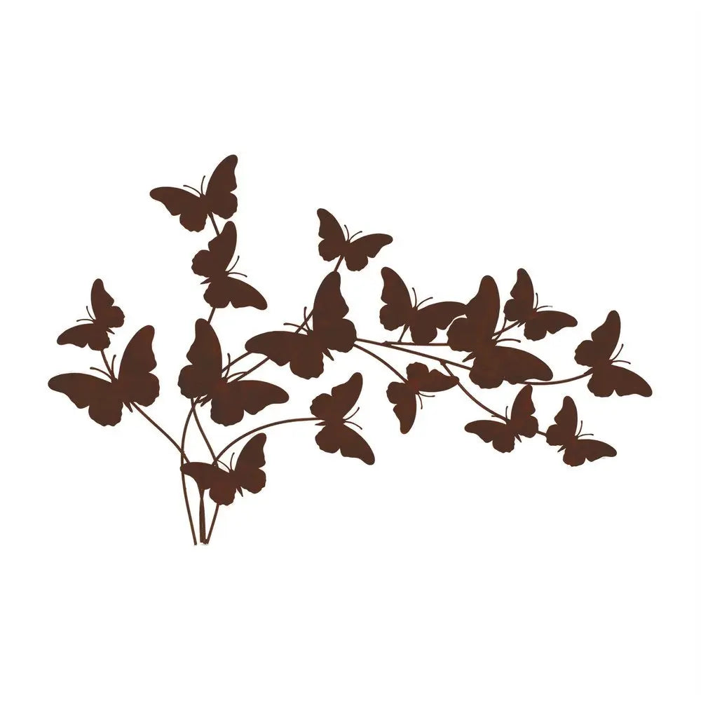 18" X 29" Brown Metal Butterflies Hanging Dimensional Sculpture - NOBLE HOME INTERIORS
