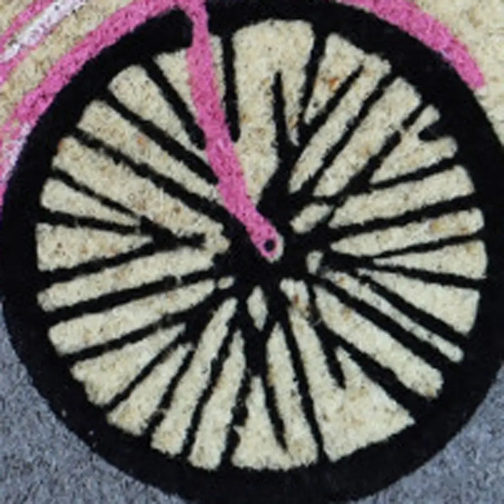 18" X 30" Beige and Black Coir Bicycle Outdoor Spring Door Mat - NOBLE HOME INTERIORS