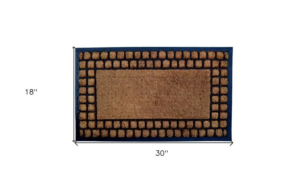 18" X 30" Beige and Black Rubber and Coir Outdoor Door Mat - NOBLE HOME INTERIORS