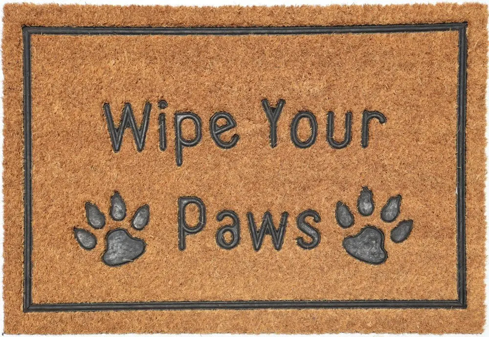 18" X 30" Beige and Gray Coir Wipe Your Paws Outdoor Door Mat - NOBLE HOME INTERIORS