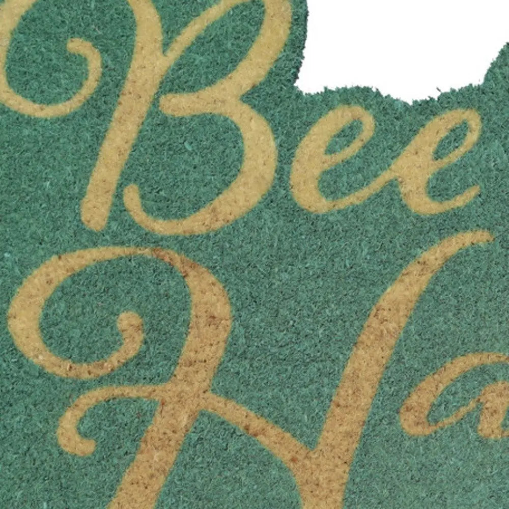 18" X 30" Beige and Green Coir Bees Outdoor Door Mat - NOBLE HOME INTERIORS