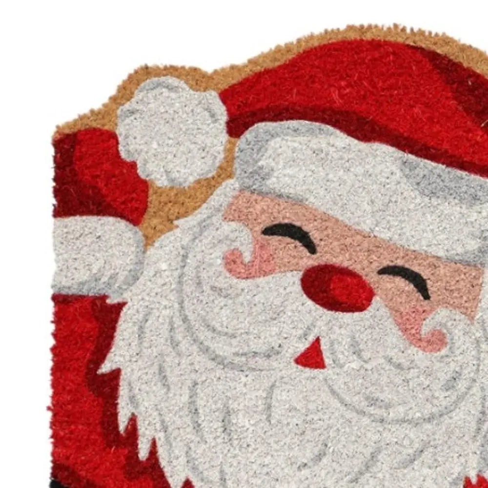 18" X 30" Beige and Red Coir Snowflake Outdoor Christmas Door Mat - NOBLE HOME INTERIORS