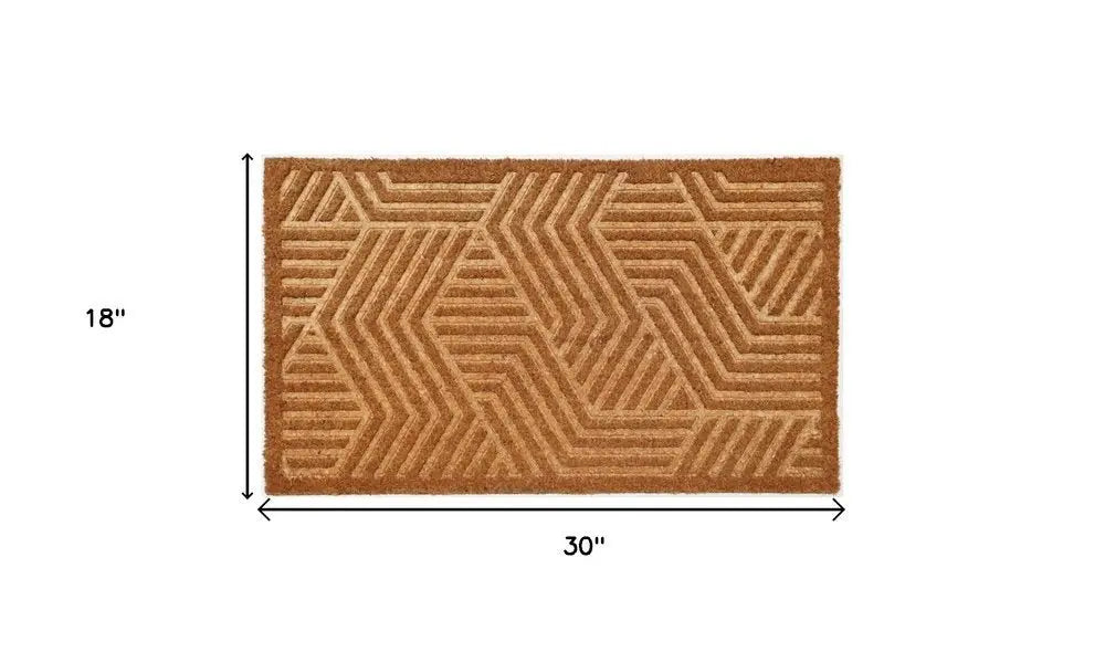 18" X 30" Beige and White Coir Outdoor Door Mat - NOBLE HOME INTERIORS