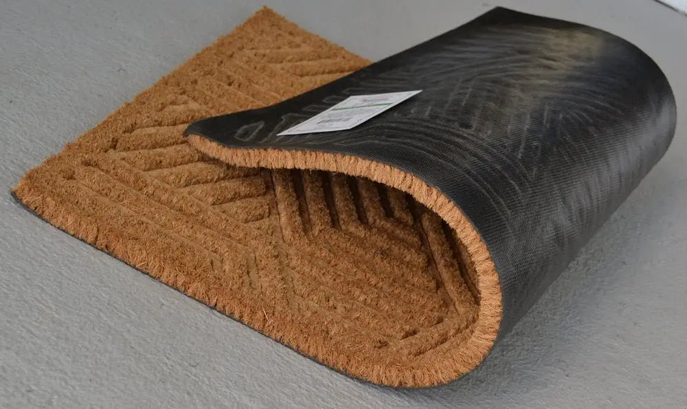 18" X 30" Beige and White Coir Outdoor Door Mat - NOBLE HOME INTERIORS