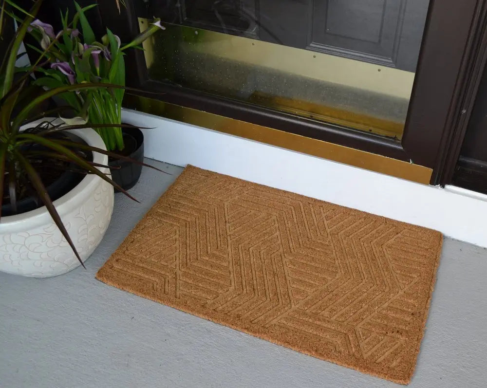 18" X 30" Beige and White Coir Outdoor Door Mat - NOBLE HOME INTERIORS