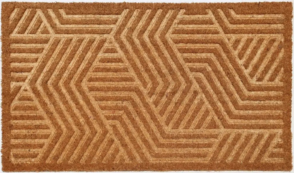 18" X 30" Beige and White Coir Outdoor Door Mat - NOBLE HOME INTERIORS