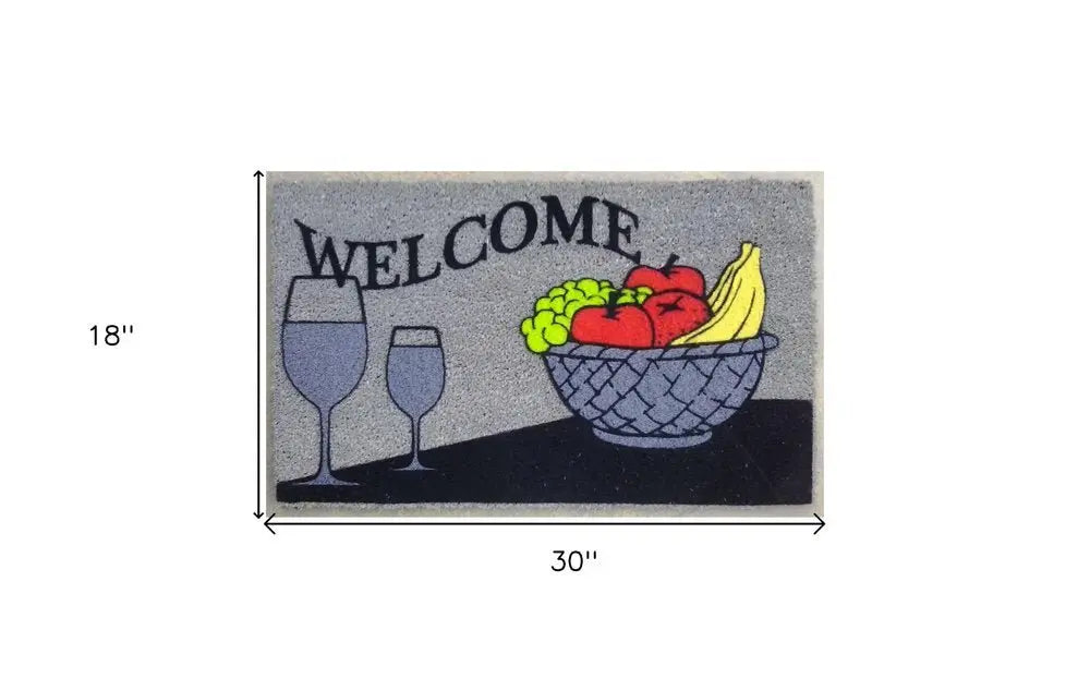 18" X 30" Black and Red Coir Wine Welcome Outdoor Door Mat - NOBLE HOME INTERIORS
