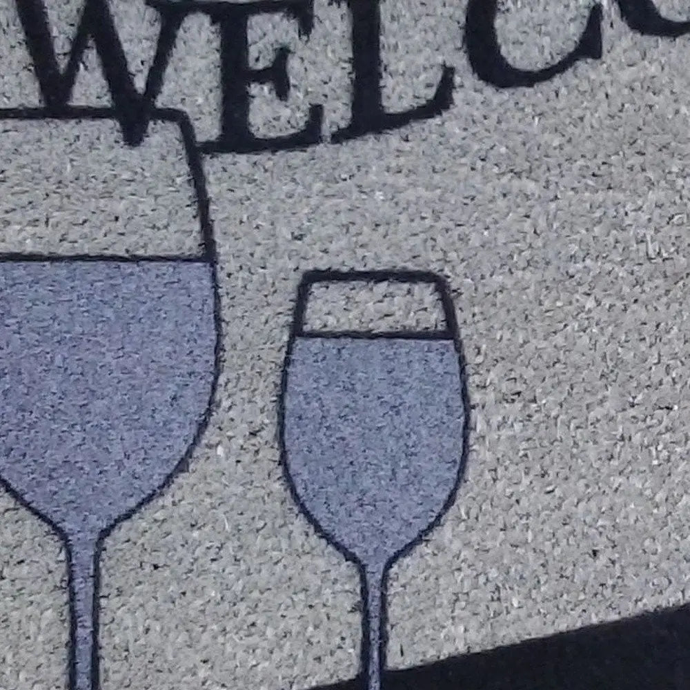 18" X 30" Black and Red Coir Wine Welcome Outdoor Door Mat - NOBLE HOME INTERIORS