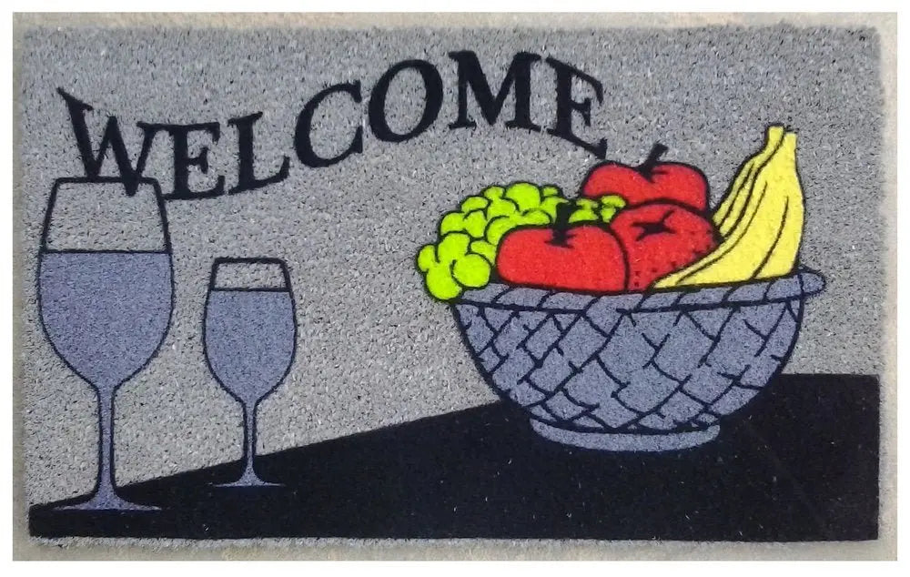 18" X 30" Black and Red Coir Wine Welcome Outdoor Door Mat - NOBLE HOME INTERIORS