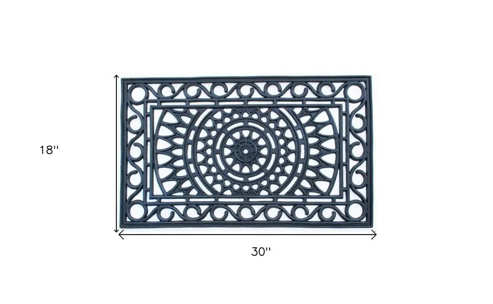 18" X 30" Black Rubber Outdoor Door Mat - NOBLE HOME INTERIORS