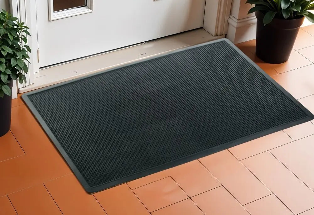 18" X 30" Black Rubber Outdoor Door Mat - NOBLE HOME INTERIORS