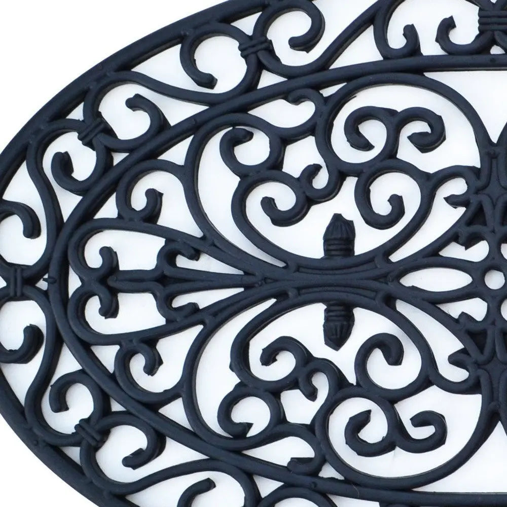 18" X 30" Black Rubber Outdoor Oval Door Mat - NOBLE HOME INTERIORS
