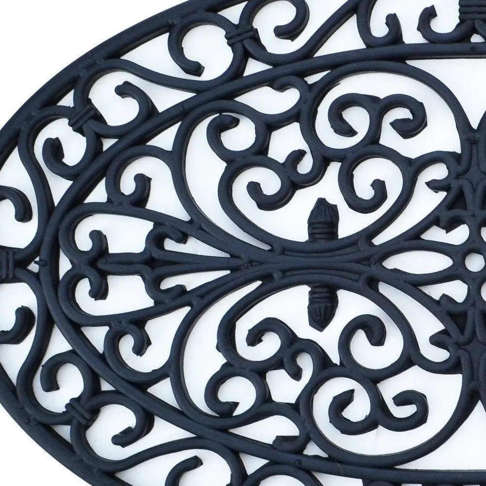 18" X 30" Black Rubber Outdoor Oval Door Mat - NOBLE HOME INTERIORS