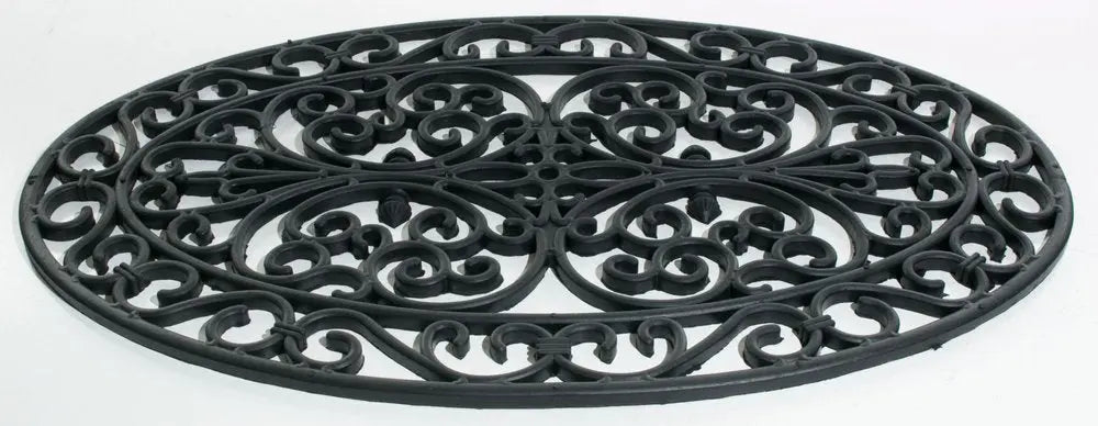 18" X 30" Black Rubber Outdoor Oval Door Mat - NOBLE HOME INTERIORS