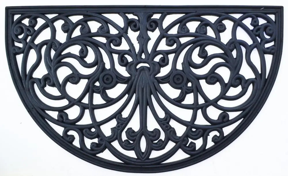 18" X 30" Black Rubber Outdoor Semi Circle Door Mat - NOBLE HOME INTERIORS