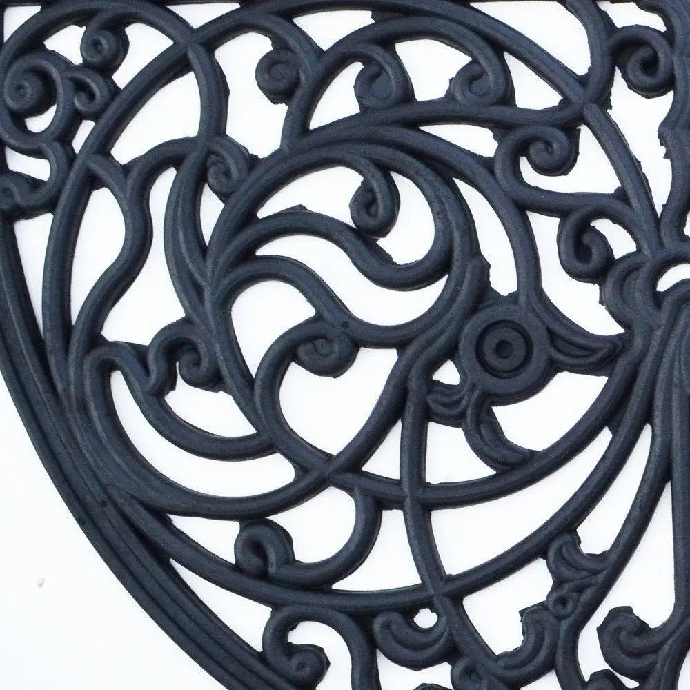 18" X 30" Black Rubber Outdoor Semi Circle Door Mat - NOBLE HOME INTERIORS