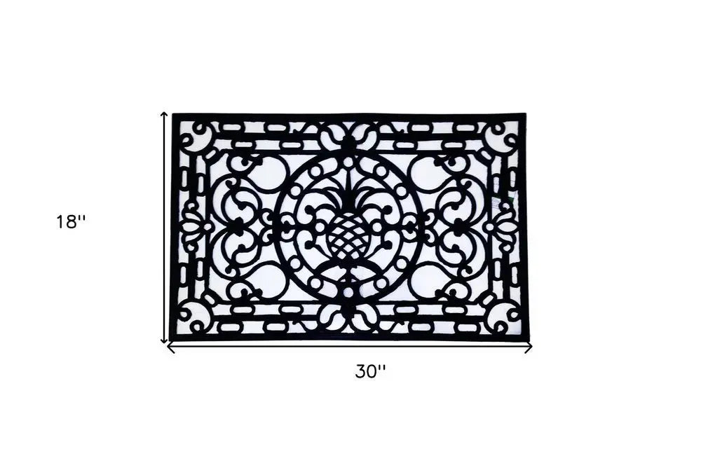 18" X 30" Black Rubber Pineapple Outdoor Door Mat - NOBLE HOME INTERIORS