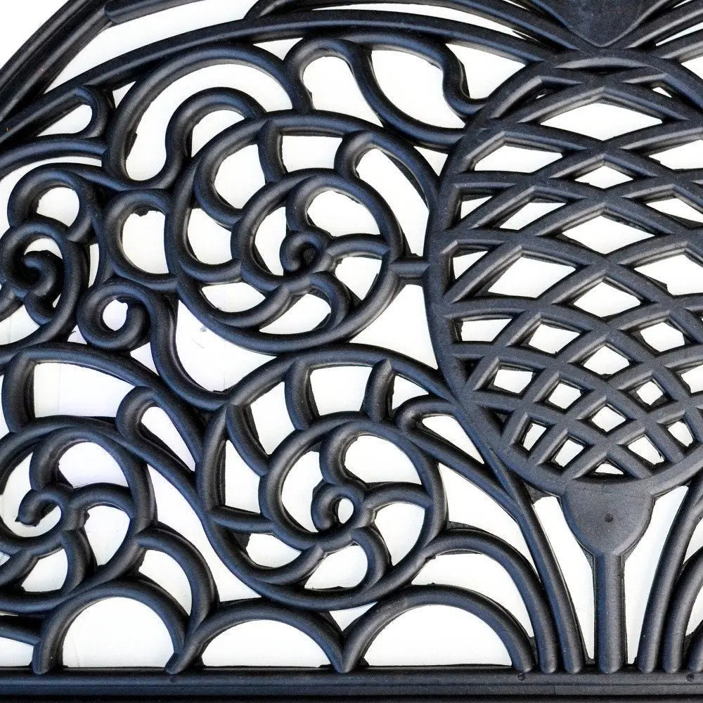 18" X 30" Black Rubber Pineapple Outdoor Semi Circle Door Mat - NOBLE HOME INTERIORS