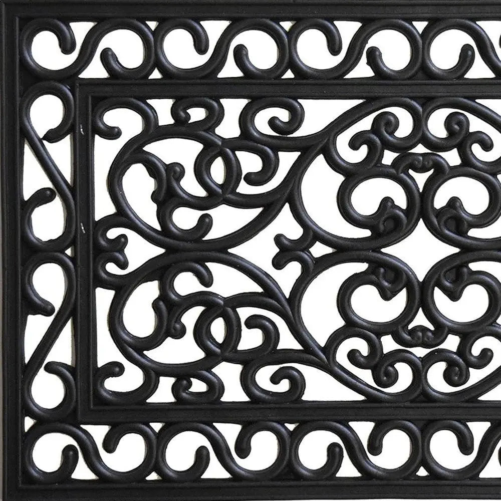 18" X 30" Black Rubber Scrollwork Outdoor Door Mat - NOBLE HOME INTERIORS