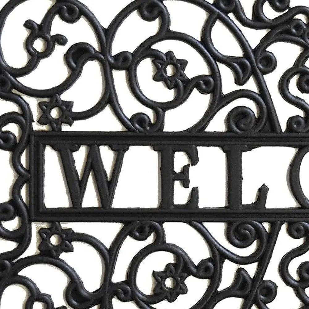 18" X 30" Black Rubber Scrollwork Welcome Outdoor Door Mat - NOBLE HOME INTERIORS