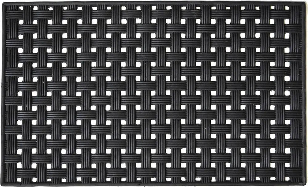 18" X 30" Black Rubber Weave Outdoor Door Mat - NOBLE HOME INTERIORS